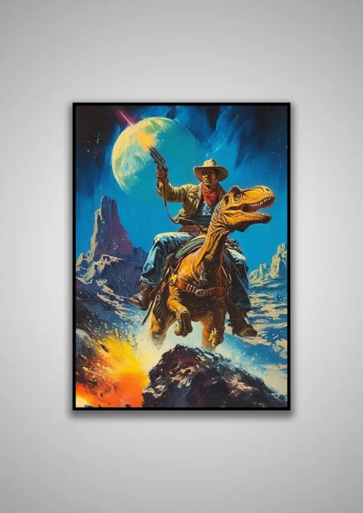 Space Cowboy Raptor Poster